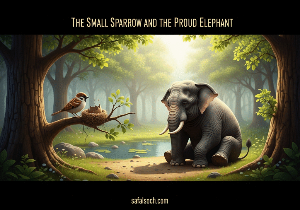 Sparrow and the Proud Elephant Moral story