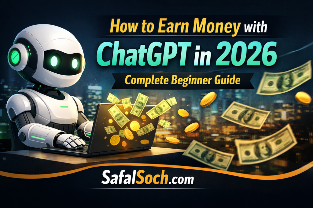 How to earn money with ChatGPT in 2026 complete beginner guide SafalSoch.com AI online earning methods