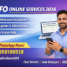 EPFO online service 2026 banner showing PF withdrawal, KYC update help with contact number 9898108938 and Instagram selfreliant503